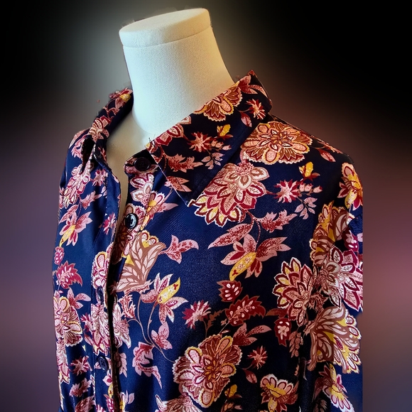 BloomChic Navy Floral Long Sleeve Dress - Picture 2 of 5